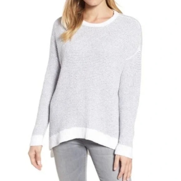 Eileen Fisher 100% Organic Cotton Waffle Knit High Low Pullover Sweater - Picture 9 of 10